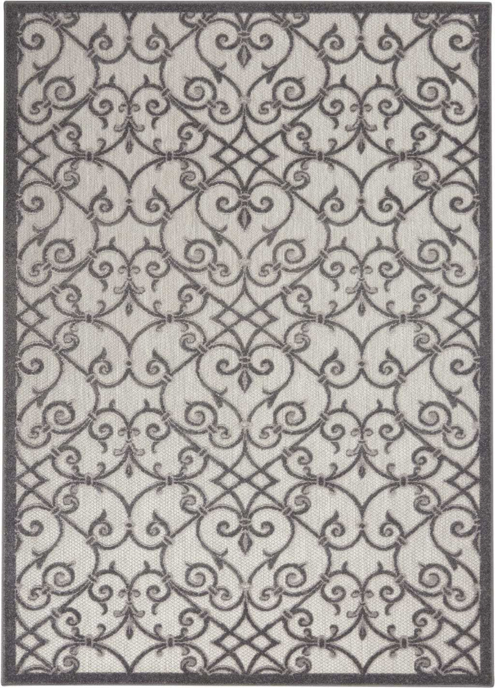 4' X 6' Gray Floral Indoor Outdoor Area Rug - Homeroots