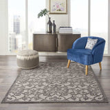 4' X 6' Gray Floral Indoor Outdoor Area Rug - Homeroots
