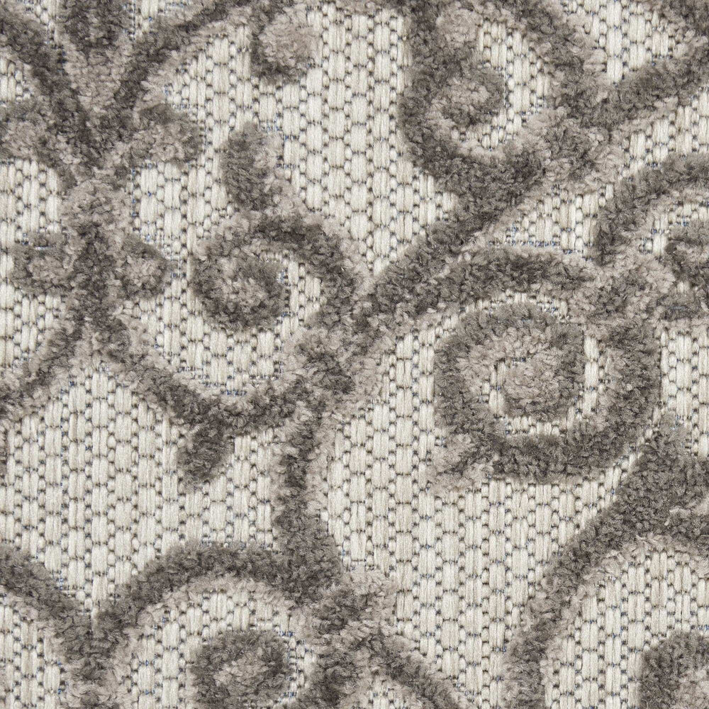 5' X 8' Gray Floral Indoor Outdoor Area Rug - Homeroots - Flyclothing LLC
