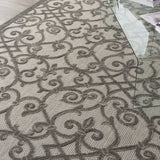 8' X 11' Gray Floral Indoor Outdoor Area Rug - Homeroots - Flyclothing LLC