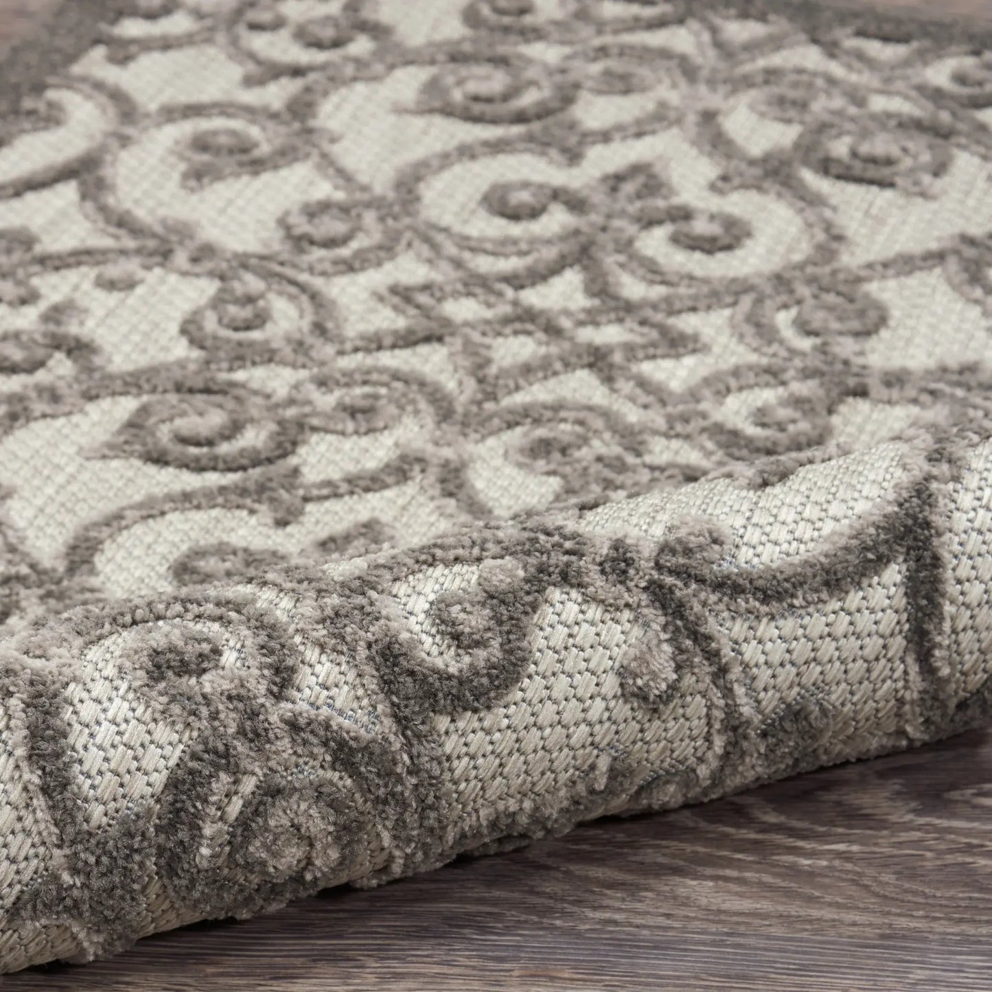 8' X 11' Gray Floral Indoor Outdoor Area Rug - Homeroots - Flyclothing LLC