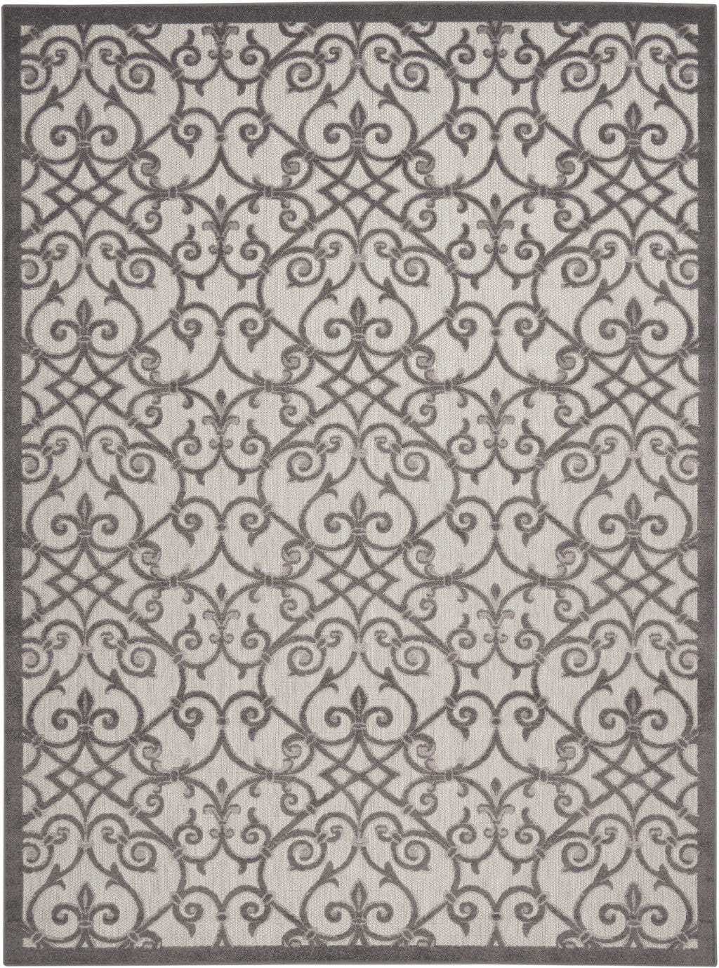 8' X 11' Gray Floral Indoor Outdoor Area Rug - Homeroots - Flyclothing LLC