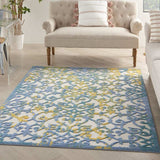 4' X 6' Ivory And Blue Floral Indoor Outdoor Area Rug - Homeroots - Flyclothing LLC