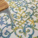 4' X 6' Ivory And Blue Floral Indoor Outdoor Area Rug - Homeroots - Flyclothing LLC