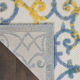 6' X 9' Ivory And Blue Floral Indoor Outdoor Area Rug - Homeroots