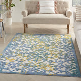 6' X 9' Ivory And Blue Floral Indoor Outdoor Area Rug - Homeroots - Flyclothing LLC