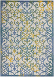 6' X 9' Ivory And Blue Floral Indoor Outdoor Area Rug - Homeroots