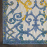 7' X 10' Ivory And Blue Floral Indoor Outdoor Area Rug - Homeroots