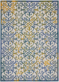 8' X 11' Ivory And Blue Floral Indoor Outdoor Area Rug - Homeroots