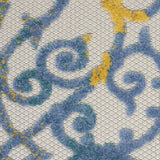 8' X 11' Ivory And Blue Floral Indoor Outdoor Area Rug - Homeroots
