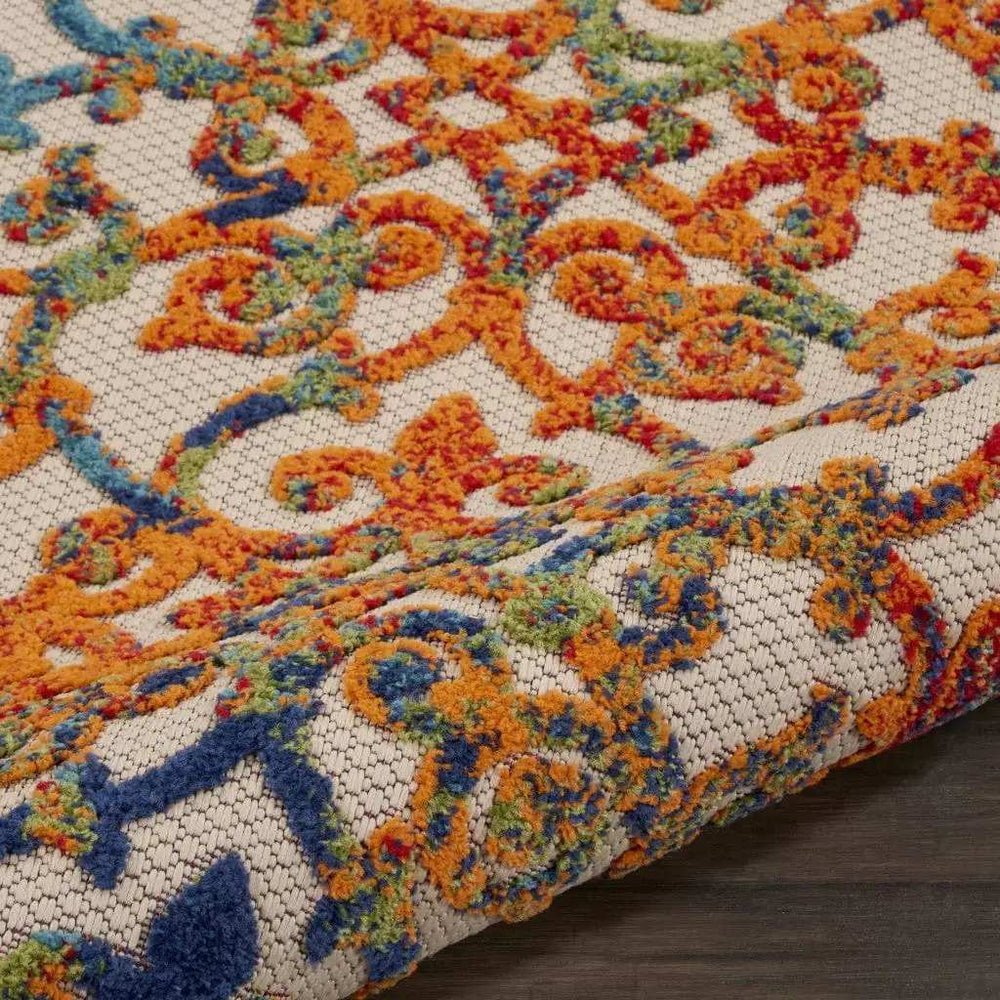 2' X 6' Ivory And Blue Floral Indoor Outdoor Area Rug - Homeroots - Flyclothing LLC