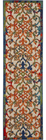2' X 6' Ivory And Blue Floral Indoor Outdoor Area Rug - Homeroots - Flyclothing LLC