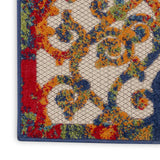 2' X 8' Ivory And Blue Floral Indoor Outdoor Area Rug - Homeroots - Flyclothing LLC