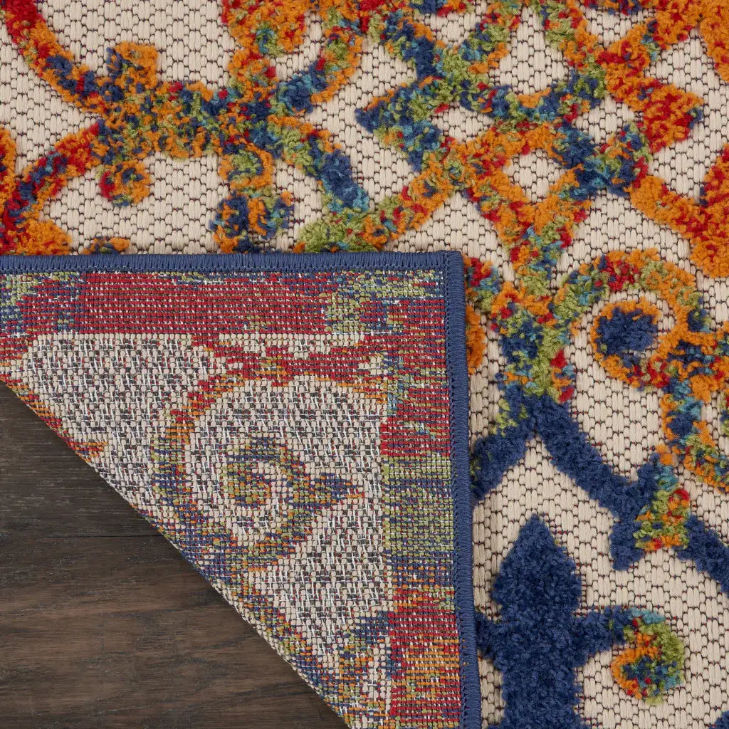 2' X 8' Ivory And Blue Floral Indoor Outdoor Area Rug - Homeroots - Flyclothing LLC