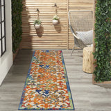 2' X 10' Ivory And Blue Floral Indoor Outdoor Area Rug - Homeroots - Flyclothing LLC