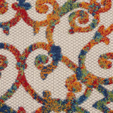 4' Round Ivory And Blue Round Floral Indoor Outdoor Area Rug - Homeroots