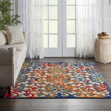 5' X 8' Ivory And Blue Floral Indoor Outdoor Area Rug - Homeroots - Flyclothing LLC