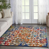 6' X 9' Ivory And Blue Floral Indoor Outdoor Area Rug - Homeroots - Flyclothing LLC