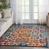 6' X 9' Ivory And Blue Floral Indoor Outdoor Area Rug - Homeroots - Flyclothing LLC