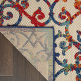 6' X 9' Ivory And Blue Floral Indoor Outdoor Area Rug - Homeroots - Flyclothing LLC