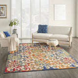 7' X 10' Ivory And Blue Floral Indoor Outdoor Area Rug - Homeroots - Flyclothing LLC