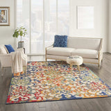 7' X 10' Ivory And Blue Floral Indoor Outdoor Area Rug - Homeroots - Flyclothing LLC