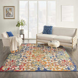7' X 10' Ivory And Blue Floral Indoor Outdoor Area Rug - Homeroots - Flyclothing LLC