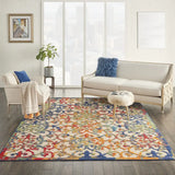 8' X 11' Ivory And Blue Floral Indoor Outdoor Area Rug - Homeroots - Flyclothing LLC