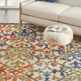 8' X 11' Ivory And Blue Floral Indoor Outdoor Area Rug - Homeroots - Flyclothing LLC