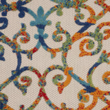 8' Round Ivory And Blue Round Floral Indoor Outdoor Area Rug - Homeroots - Flyclothing LLC