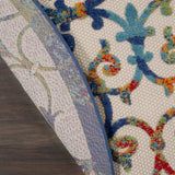 8' Round Ivory And Blue Round Floral Indoor Outdoor Area Rug - Homeroots - Flyclothing LLC