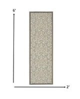 2' X 6' Gray And Ivory Floral Indoor Outdoor Area Rug - Homeroots - Flyclothing LLC