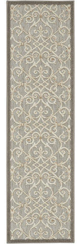 2' X 6' Gray And Ivory Floral Indoor Outdoor Area Rug - Homeroots - Flyclothing LLC