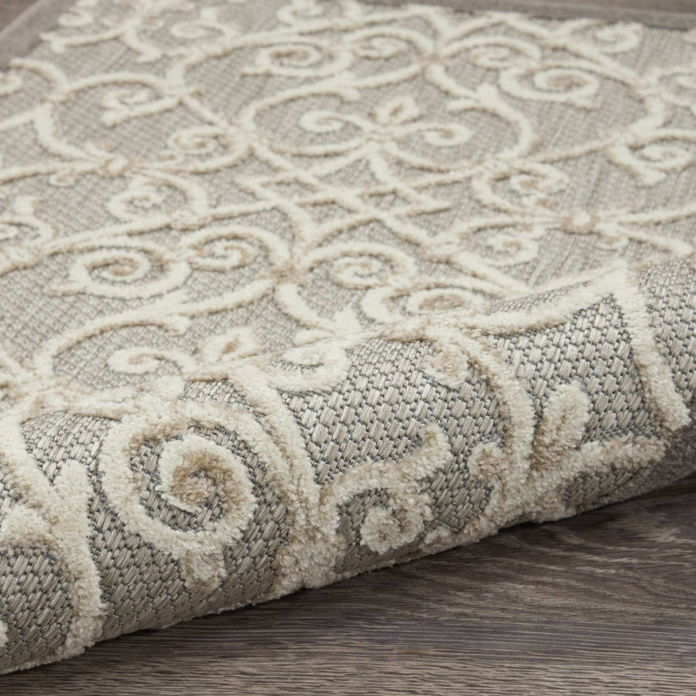 2' X 8' Gray And Ivory Floral Indoor Outdoor Area Rug - Homeroots - Flyclothing LLC