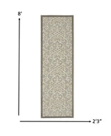 2' X 8' Gray And Ivory Floral Indoor Outdoor Area Rug - Homeroots - Flyclothing LLC