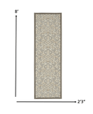 2' X 8' Gray And Ivory Floral Indoor Outdoor Area Rug - Homeroots