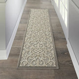 2' X 10' Gray And Ivory Floral Indoor Outdoor Area Rug - Homeroots - Flyclothing LLC