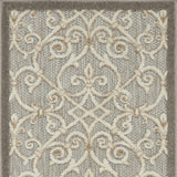 2' X 10' Gray And Ivory Floral Indoor Outdoor Area Rug - Homeroots