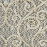 4' X 6' Gray And Ivory Floral Indoor Outdoor Area Rug - Homeroots - Flyclothing LLC