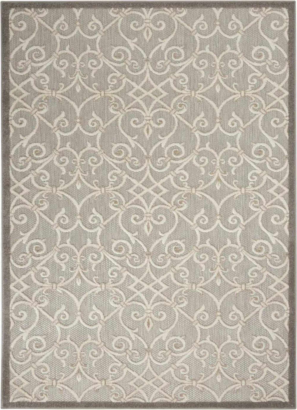 4' X 6' Gray And Ivory Floral Indoor Outdoor Area Rug - Homeroots - Flyclothing LLC