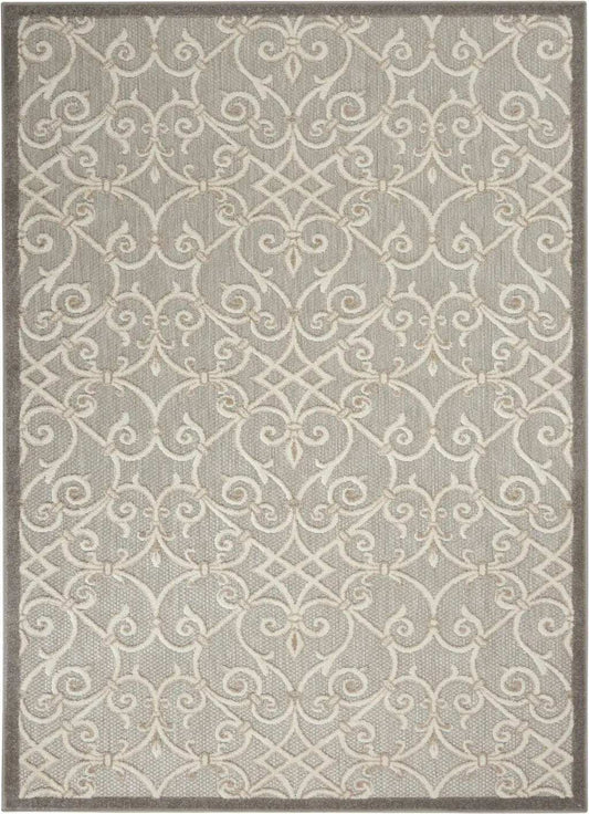 4' X 6' Gray And Ivory Floral Indoor Outdoor Area Rug - Homeroots - Flyclothing LLC