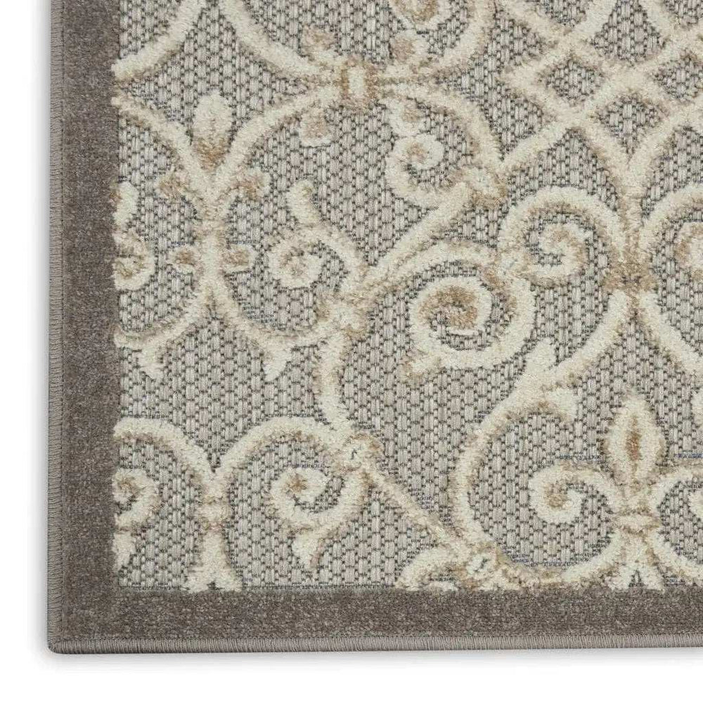 5' X 8' Gray And Ivory Floral Indoor Outdoor Area Rug - Homeroots - Flyclothing LLC