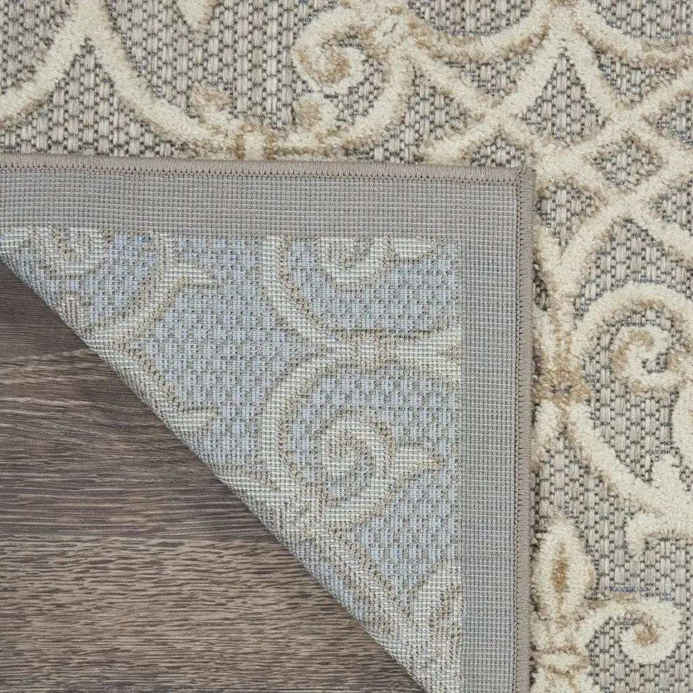 5' X 8' Gray And Ivory Floral Indoor Outdoor Area Rug - Homeroots - Flyclothing LLC