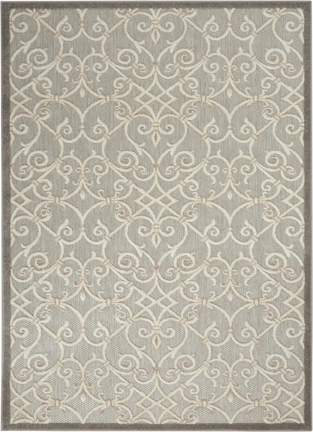 5' X 8' Gray And Ivory Floral Indoor Outdoor Area Rug - Homeroots - Flyclothing LLC