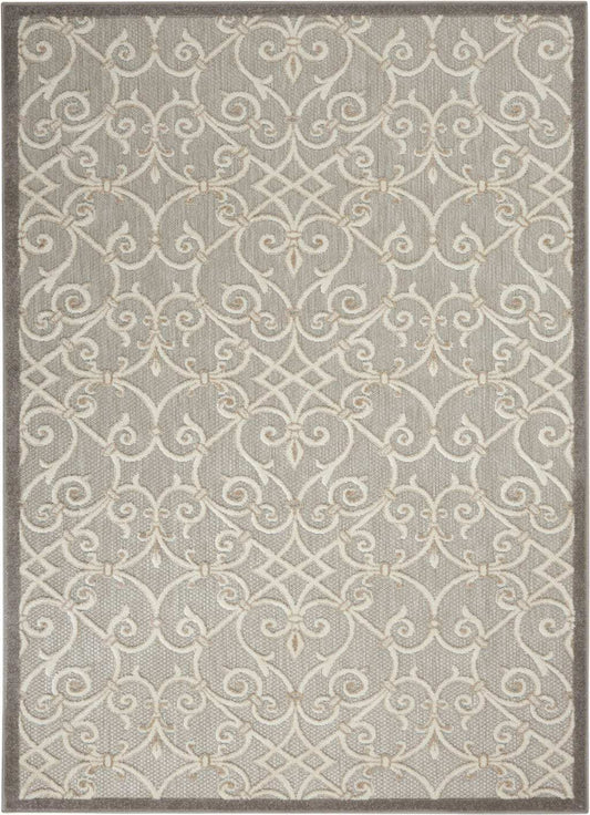 5' X 8' Gray And Ivory Floral Indoor Outdoor Area Rug - Homeroots - Flyclothing LLC