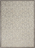 5' X 8' Gray And Ivory Floral Indoor Outdoor Area Rug - Homeroots
