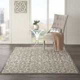 5' X 8' Gray And Ivory Floral Indoor Outdoor Area Rug - Homeroots