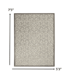 5' X 8' Gray And Ivory Floral Indoor Outdoor Area Rug - Homeroots