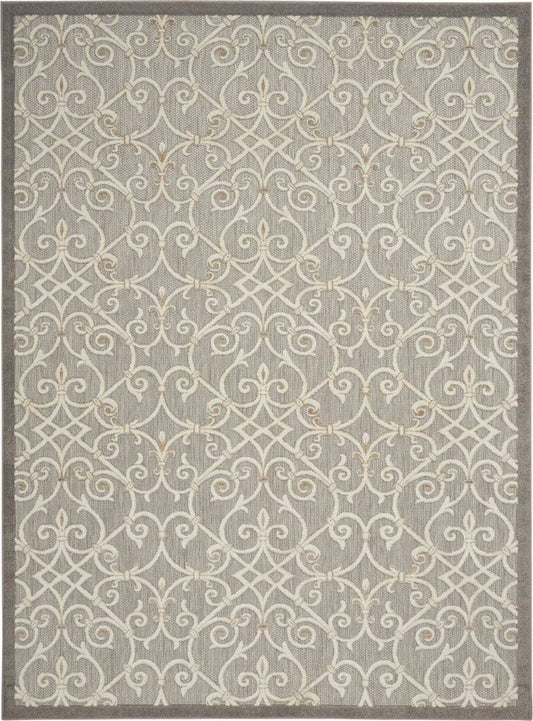 8' X 11' Gray And Ivory Floral Indoor Outdoor Area Rug - Homeroots - Flyclothing LLC