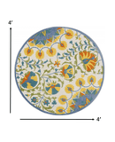 4' Round Ivory And Blue Round Floral Indoor Outdoor Area Rug - Homeroots - Flyclothing LLC